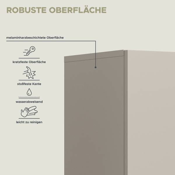 Hochschrank Aqua 32 cm breit Kaschmir / Eiche Evoke Dekor