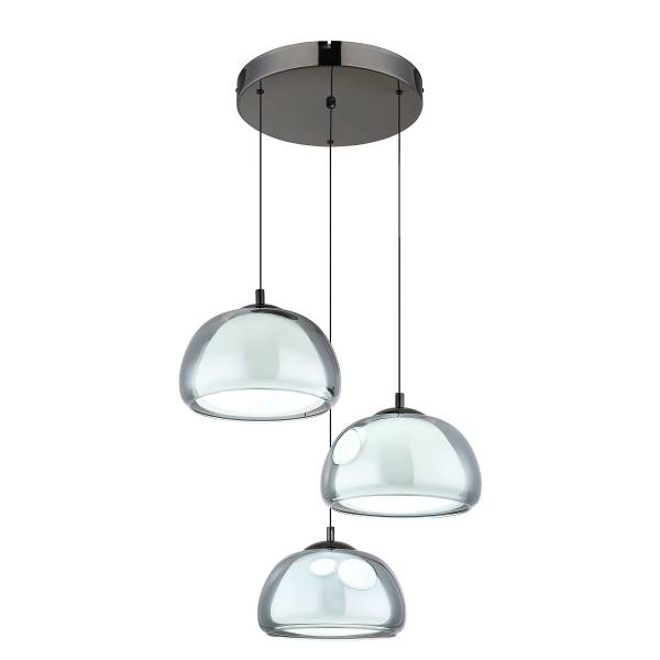 Suspension LED Avila Rond Fer / Verre coloré - 3 flammes - Noir / Chrome