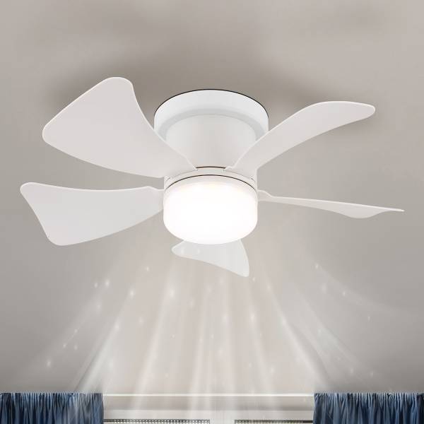 LED-Deckenventilator Hines Eisen - 1-flammig - Weiß