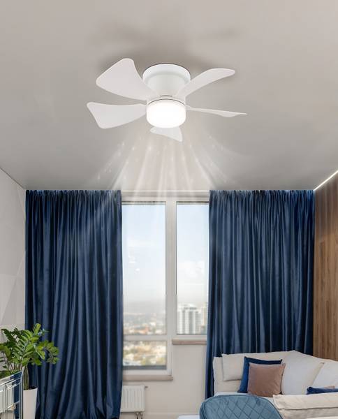 LED-Deckenventilator Hines Eisen - 1-flammig - Weiß