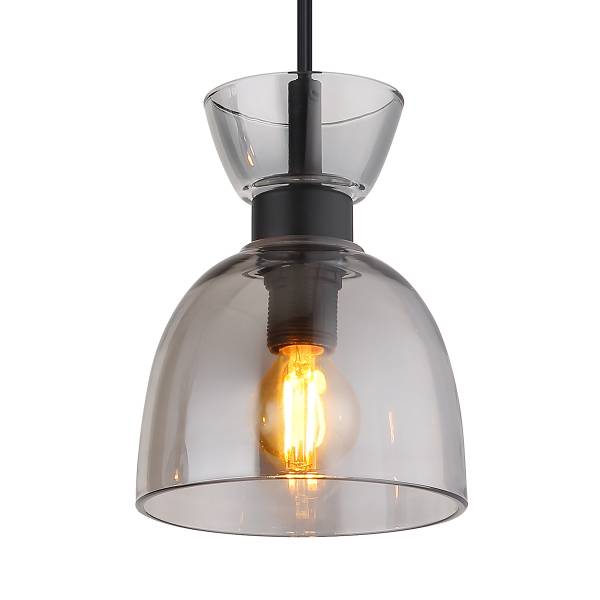 Hanglamp Massey ijzer/gekleurd glas - 3-lichts - zwart