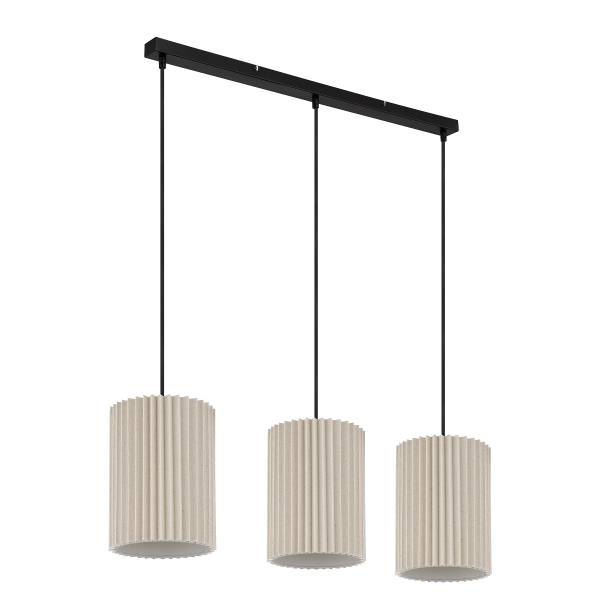 Pendelleuchte Page Eisen / Textil - Beige - 3-flammig