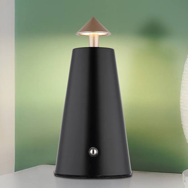 LED-tafellamp Liva ijzer/steengoed - 1-lichts - zwart/cappuccinokleurig