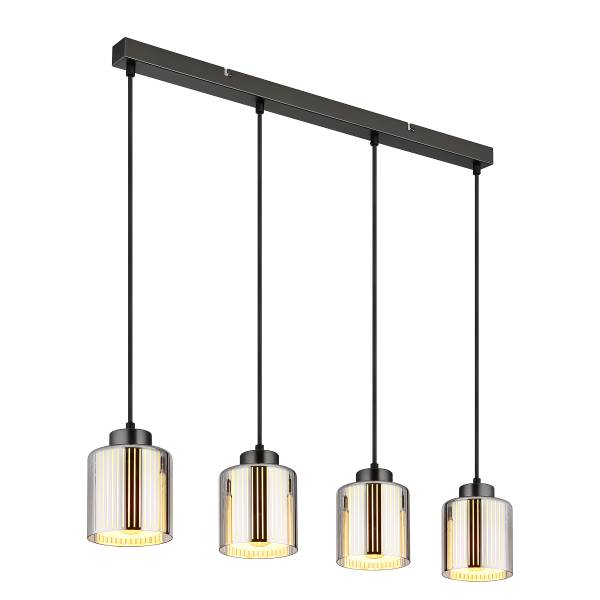 Hanglamp Felicia ijzer/opaalglas - zwart - Aantal lichtbronnen: 4
