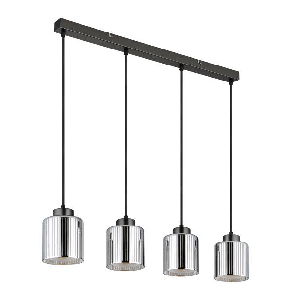 Hanglamp Felicia ijzer/opaalglas - zwart - Aantal lichtbronnen: 4