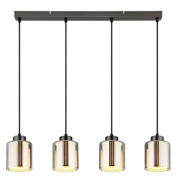 Hanglamp Felicia ijzer/opaalglas - zwart - Aantal lichtbronnen: 4