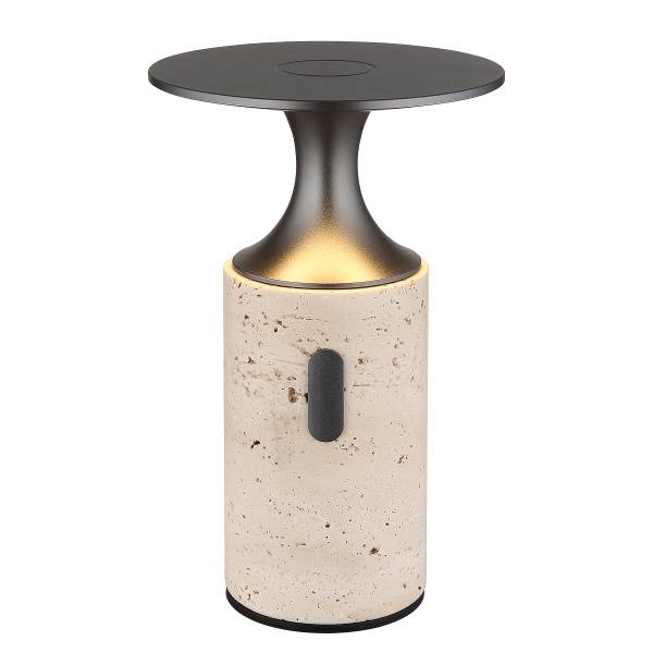 LED-tafellamp Travertin type D ijzer/steengoed - grijs/beige - 1-lichts