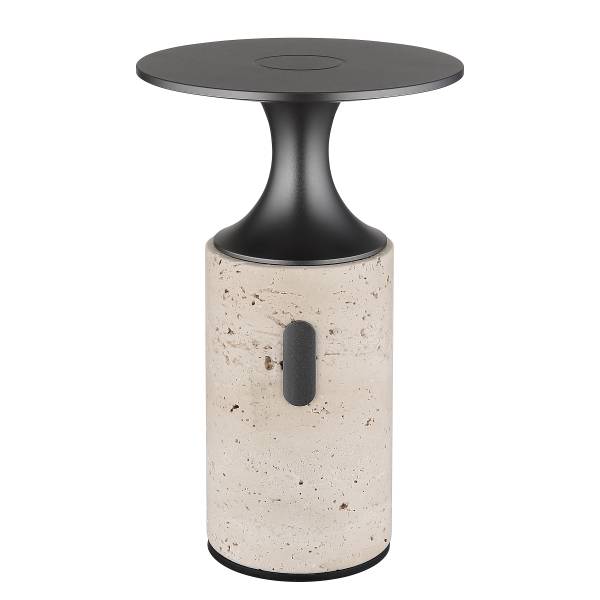 LED-tafellamp Travertin type D ijzer/steengoed - grijs/beige - 1-lichts