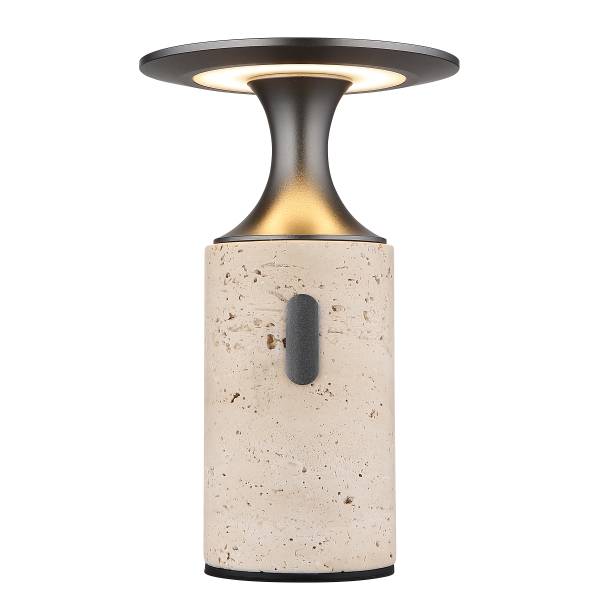 LED-tafellamp Travertin type D ijzer/steengoed - grijs/beige - 1-lichts