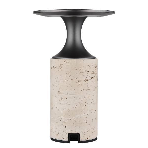 LED-tafellamp Travertin type D ijzer/steengoed - grijs/beige - 1-lichts