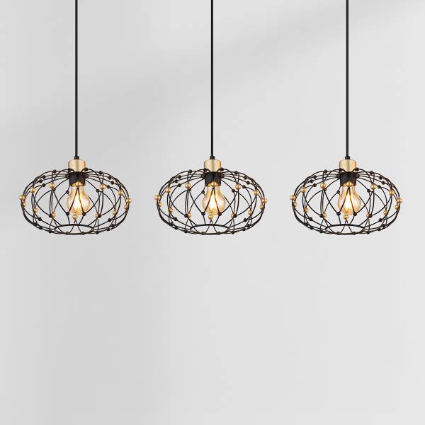 Pendelleuchte Greys Eisen - Schwarz / Gold - 3-flammig
