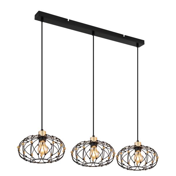 Pendelleuchte Greys Eisen - Schwarz / Gold - 3-flammig