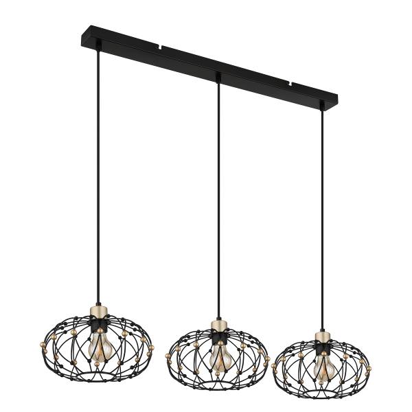 Pendelleuchte Greys Eisen - Schwarz / Gold - 3-flammig