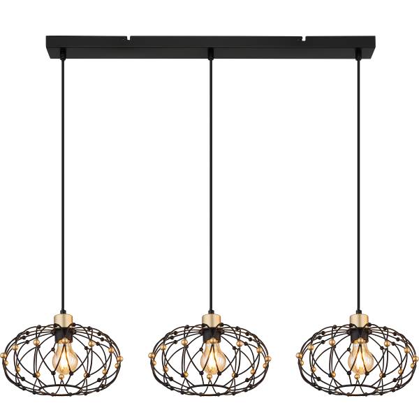 Pendelleuchte Greys Eisen - Schwarz / Gold - 3-flammig