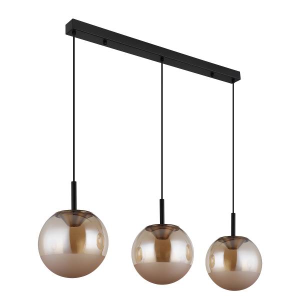 Suspension LED Severin Fer / verre coloré - noir / ambre - 3 flammes
