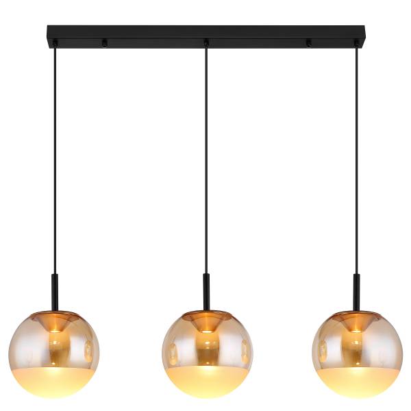 Suspension LED Severin Fer / verre coloré - noir / ambre - 3 flammes