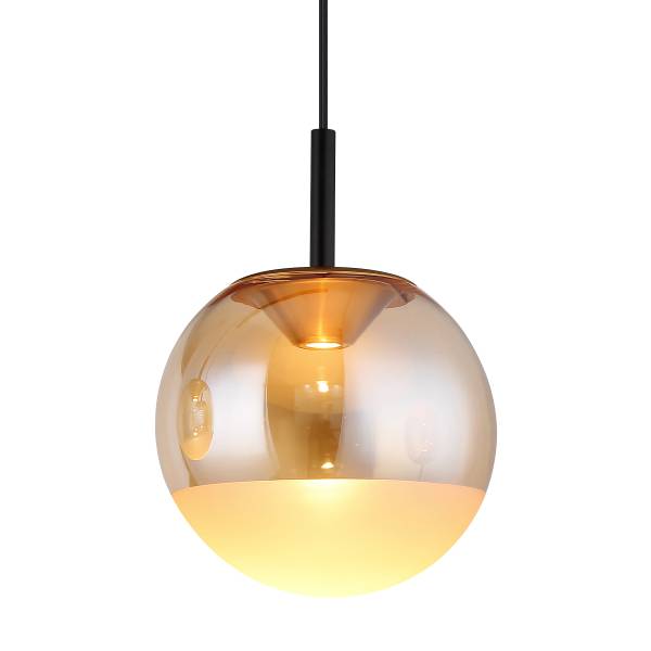 Suspension LED Severin Fer / verre coloré - noir / ambre - 3 flammes