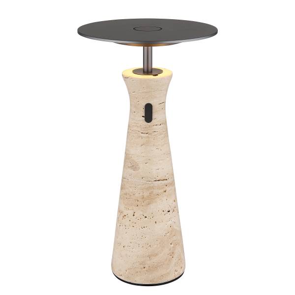 LED-Tischleuchte Travertin Typ C Eisen / Steingut - Grau / Beige - 1-flammig