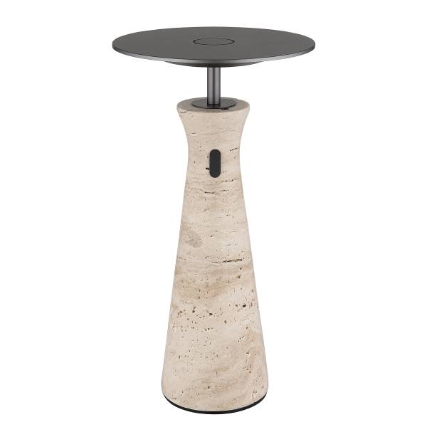 LED-Tischleuchte Travertin Typ C Eisen / Steingut - Grau / Beige - 1-flammig