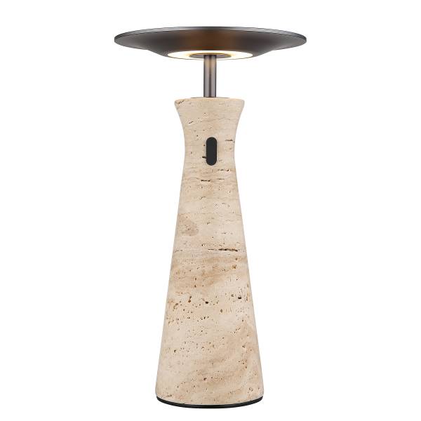 LED-Tischleuchte Travertin Typ C Eisen / Steingut - Grau / Beige - 1-flammig