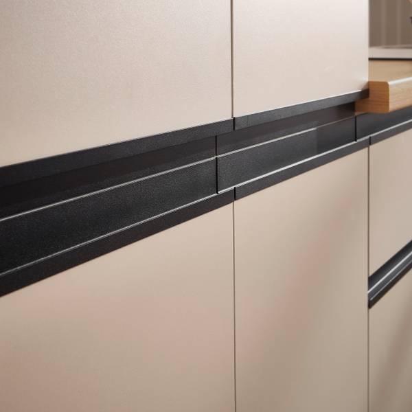 Eckküche Dorga Kaschmir / Eiche Cremona Dekor - Breite: 310 cm - Ohne Elektrogeräte