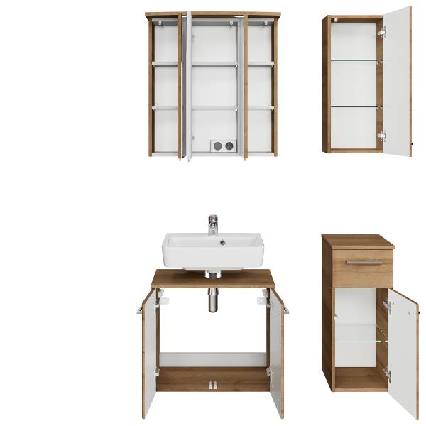 Badset Quickset 917 4-teilig Kombi B Eiche Riviera Dekor