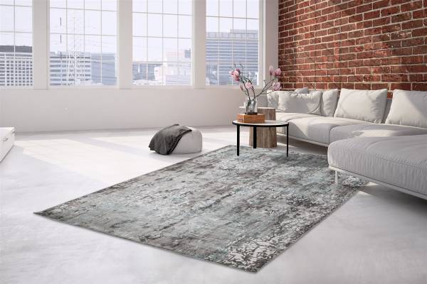 Laagpolig vloerkleed Ocean 200 turquoise - viscose - 70 x 2.7 x 140 cm