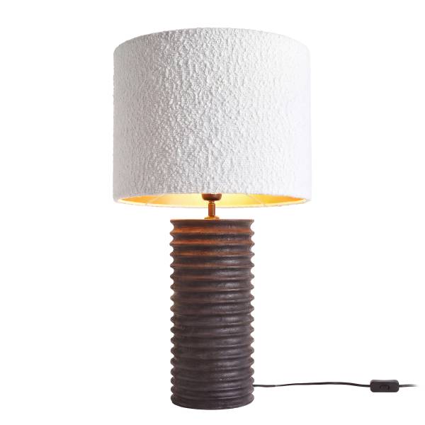 Lampe de table GROOVED Bois de manguier/polyester/polyacrylique/fer - noir/blanc - 1 lumière
