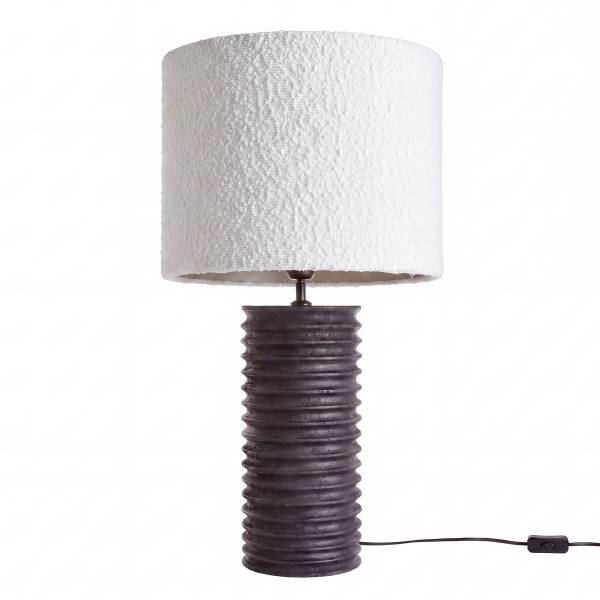 Lampe de table GROOVED Bois de manguier/polyester/polyacrylique/fer - noir/blanc - 1 lumière