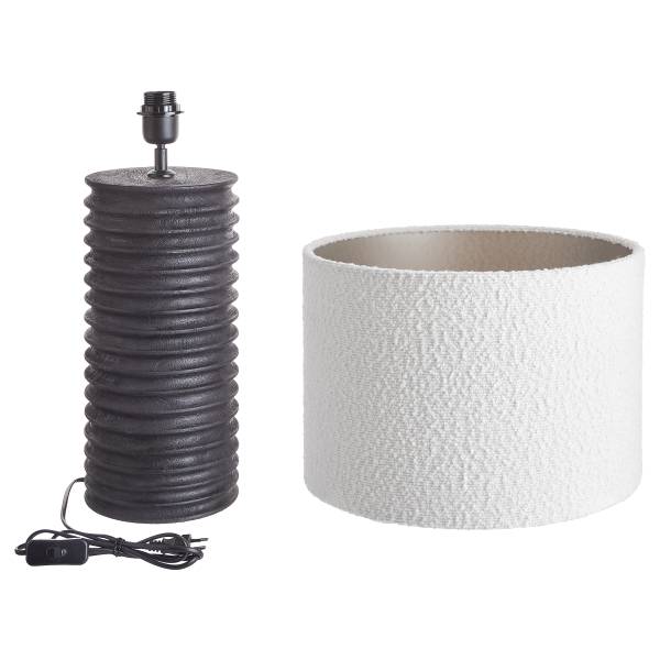 Lampe de table GROOVED Bois de manguier/polyester/polyacrylique/fer - noir/blanc - 1 lumière