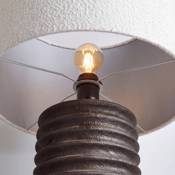 Lampe de table GROOVED Bois de manguier/polyester/polyacrylique/fer - noir/blanc - 1 lumière