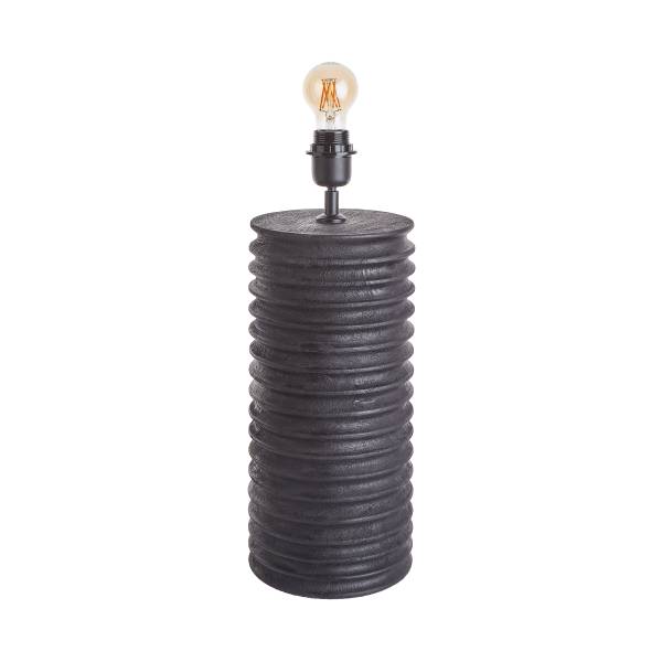 Lampe de table GROOVED Bois de manguier/polyester/polyacrylique/fer - noir/blanc - 1 lumière