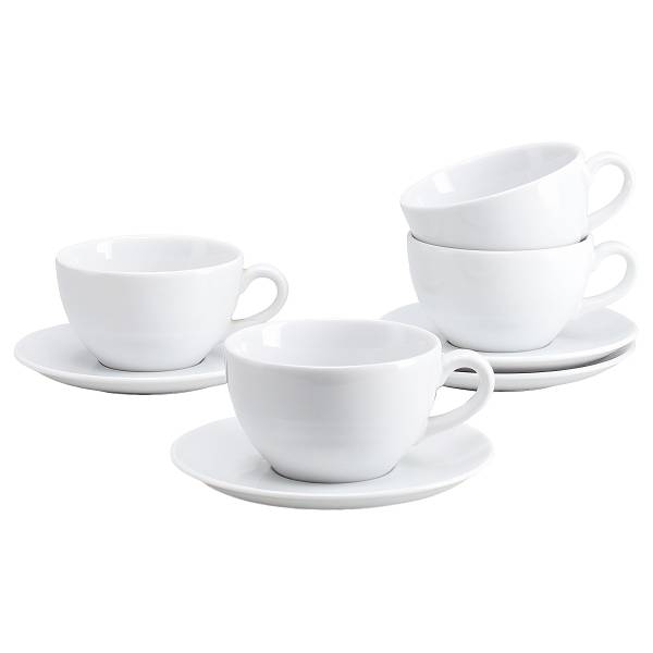 Tasses cappuccino Bistrot porcelaine - blanc