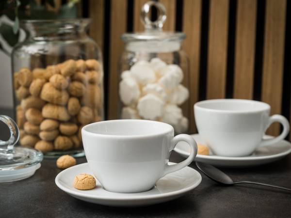 Tasses cappuccino Bistrot porcelaine - blanc