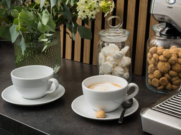 Tasses cappuccino Bistrot porcelaine - blanc