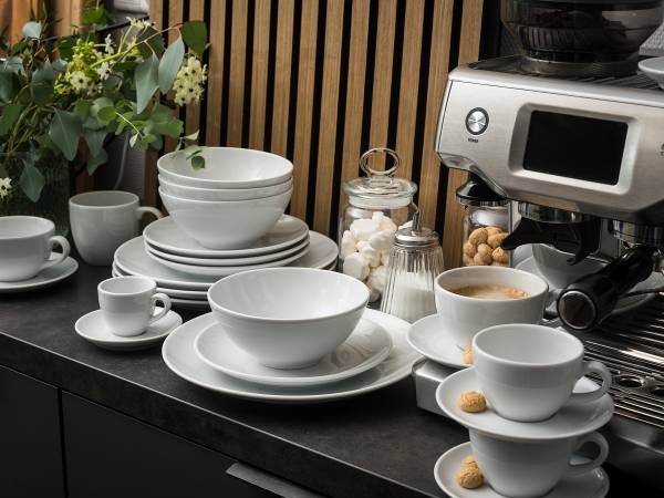 Tasses cappuccino Bistrot porcelaine - blanc