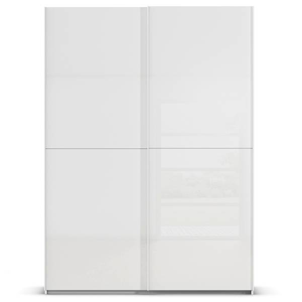 Schwebetürenschrank Fifty - Glas Weiß - Breite: 162 cm - Ohne Spiegeltür/-en