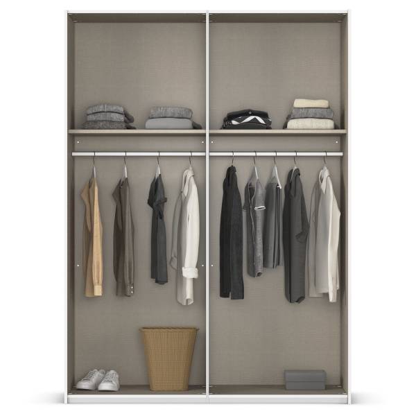 Schwebetürenschrank Fifty - Glas Weiß - Breite: 162 cm - Ohne Spiegeltür/-en