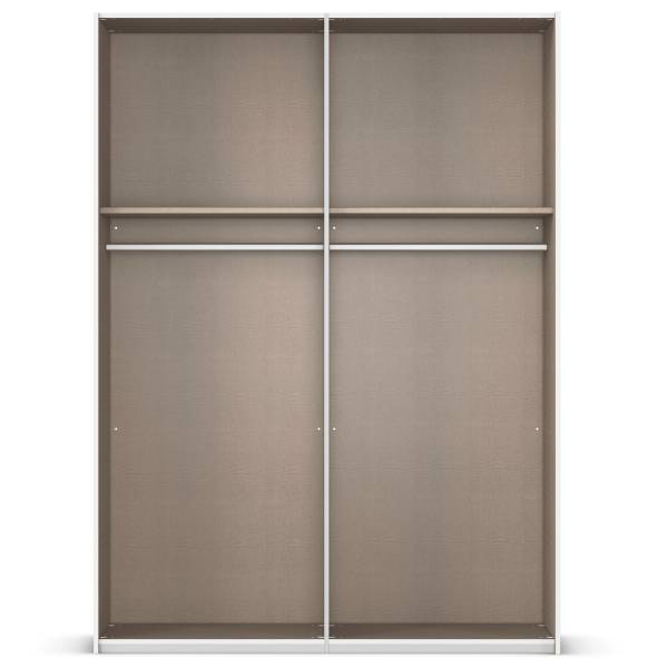 Schwebetürenschrank Fifty - Glas Weiß - Breite: 162 cm - Ohne Spiegeltür/-en