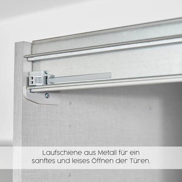 Schwebetürenschrank Fifty - Glas Weiß - Breite: 162 cm - Ohne Spiegeltür/-en