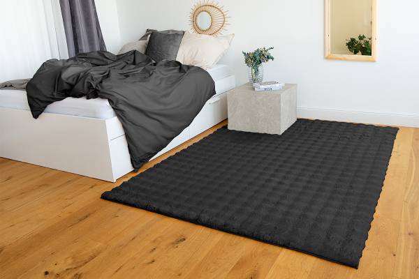 Hochflorteppich Hailey 125 Schwarz - 80 x 150 cm