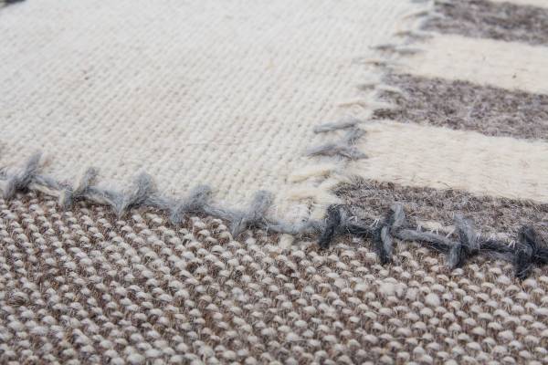 Laagpolig vloerkleed Liana 214 beige - grijs - katoen - wol - 160 x 1 x 230 cm