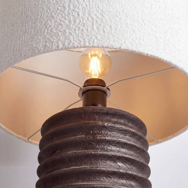 Lampada da tavolo GROOVED Legno di mango / poliestere / poliacrilico / ferro - nero / bianco - 1 punto luce