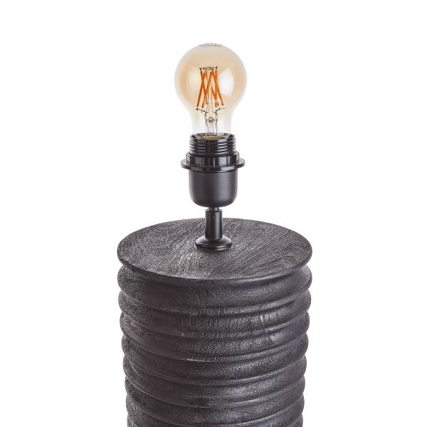 Lampada da tavolo GROOVED Legno di mango / poliestere / poliacrilico / ferro - nero / bianco - 1 punto luce
