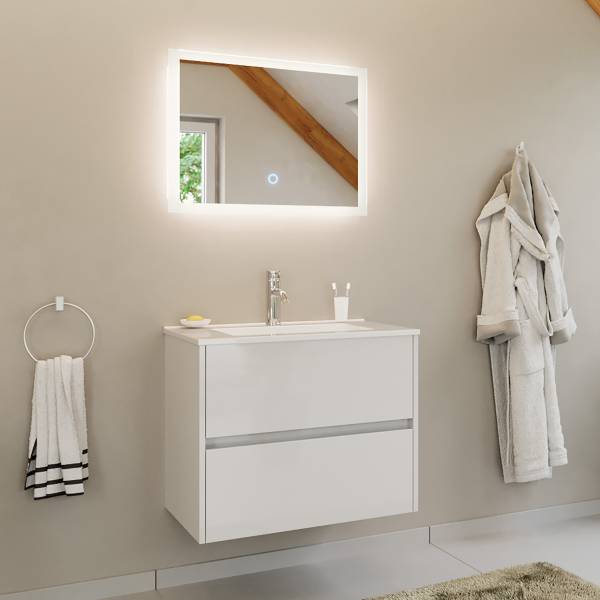Badset Limes 2-teilig Spiegel Weiß - Breite: 71 cm