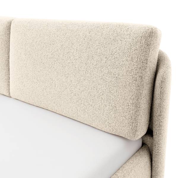 Polsterbett Dileser Strukturstoff Purna: Creme - Schwarz - 140 x 200cm - Schwarz