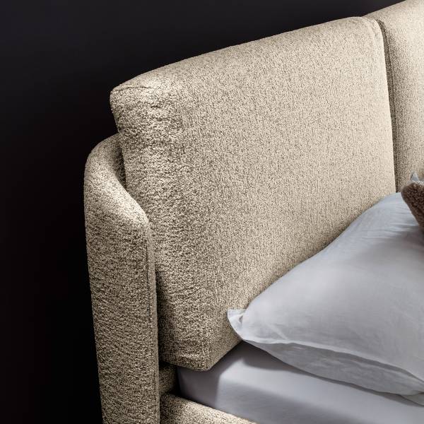 Polsterbett Dileser Strukturstoff Purna: Creme - Schwarz - 140 x 200cm - Schwarz