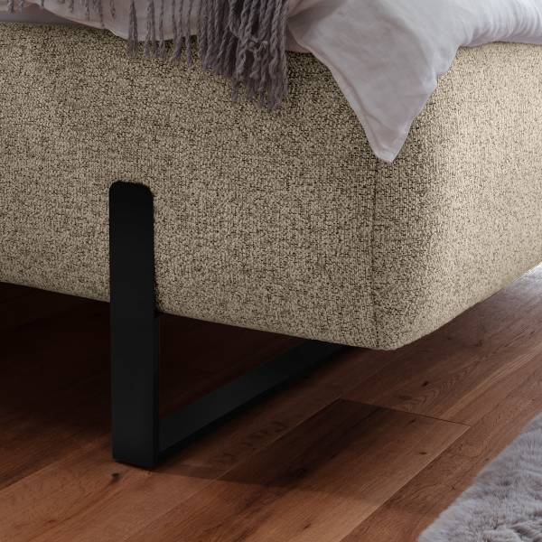Polsterbett Dileser Strukturstoff Purna: Creme - Schwarz - 140 x 200cm - Schwarz