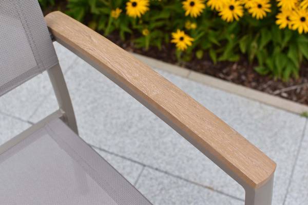 Stapelstuhl Piemont 2er-Set Beige - Braun - Polyester - Aluminium - 67 x 91 x 57 cm