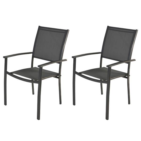 Stapelstuhl Milano 2er-Set Grau - Polyester - Aluminium - 57 x 90 x 56 cm
